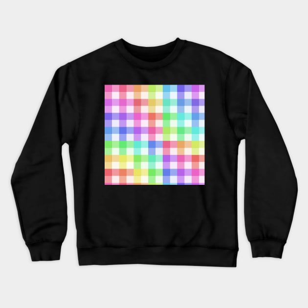 White Rainbow Plaid Crewneck Sweatshirt by cherubi19